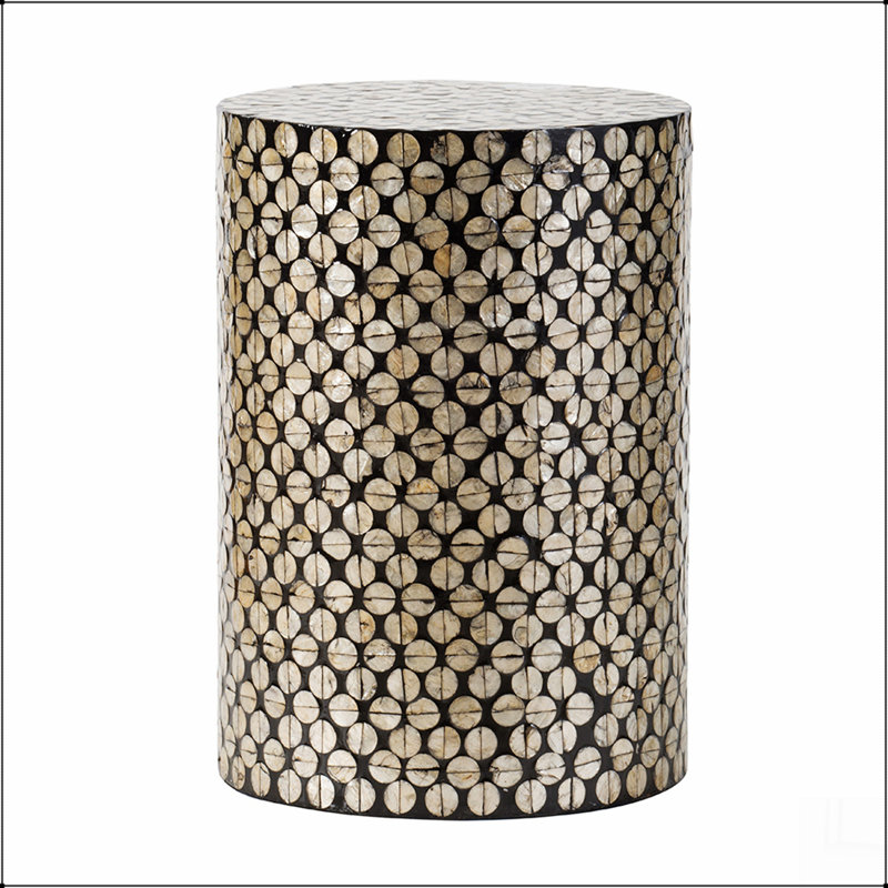 Tabouret de jardin cylindrique avec table d'appoint D14x20