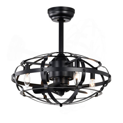 Hot Sell Industrial Ceiling Fan Light Kit For Living Room Bedroom Kitchen And Bladeless Caged Ceiling Fan With Lights