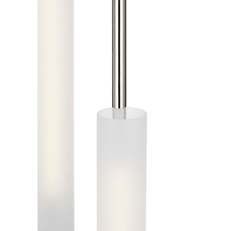 Windchime Chandelier with Soft Etched Glass, 39" H x 11.25" W x 11.25" D, Polished Nickel, 3 Lights