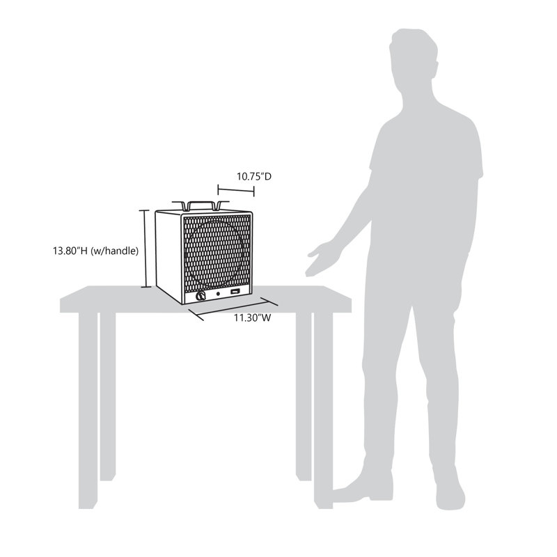 Portable Black Stainless Steel Electric Garage Heater with Thermostat