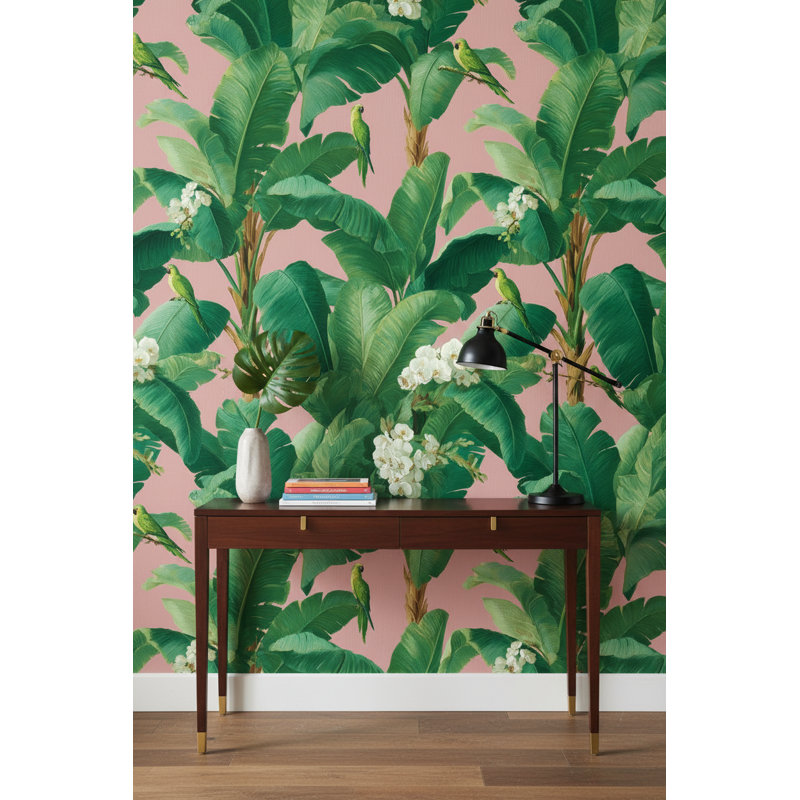 Décoration murale amovible en forme de feuilles de bananier tropical perroquets