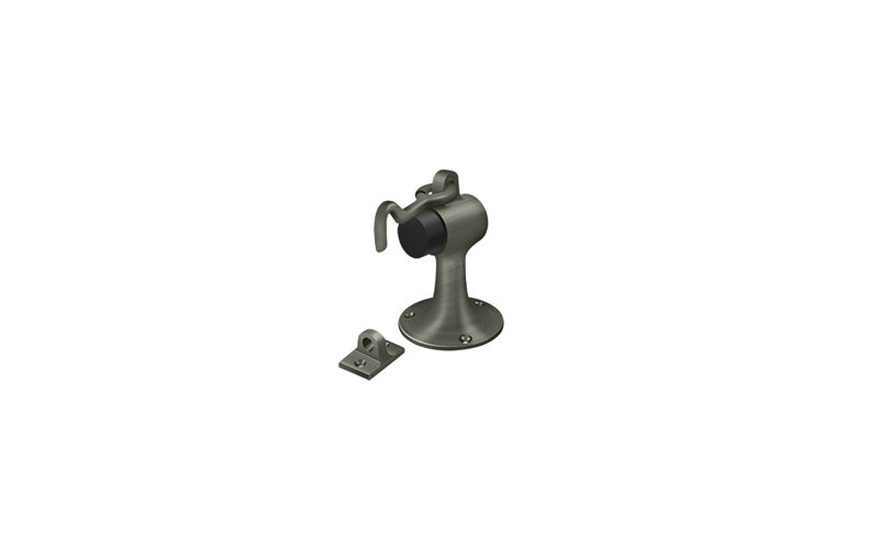 Deltana SAHF358U15A Floor Mount Bumper w/ Holder, Solid Brass in Antique Nickel