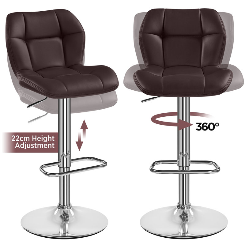 color Height Adjustable Swivel Bar Stools, Brown