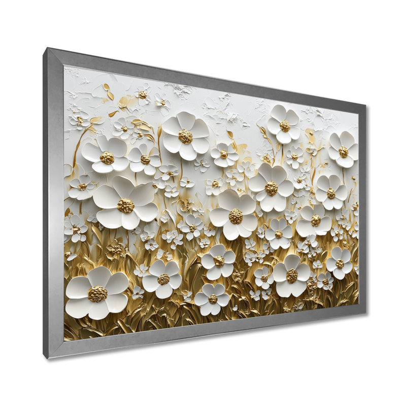 Moriani - Floral Wall Art, H 30 po x l 40 po, Reproduction encadrée d'une seule photo, Argent argent