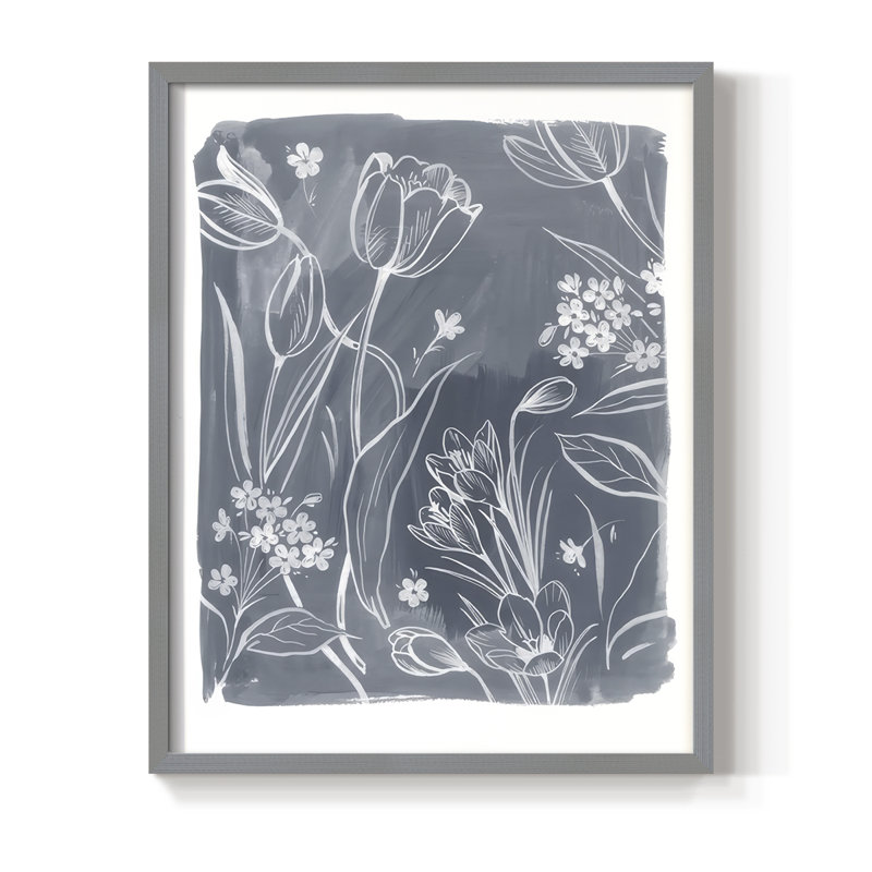 «Early Spring Blooms I», reproduction encadrée - bois massif, H 11 po x l 9 po, Cadre gris