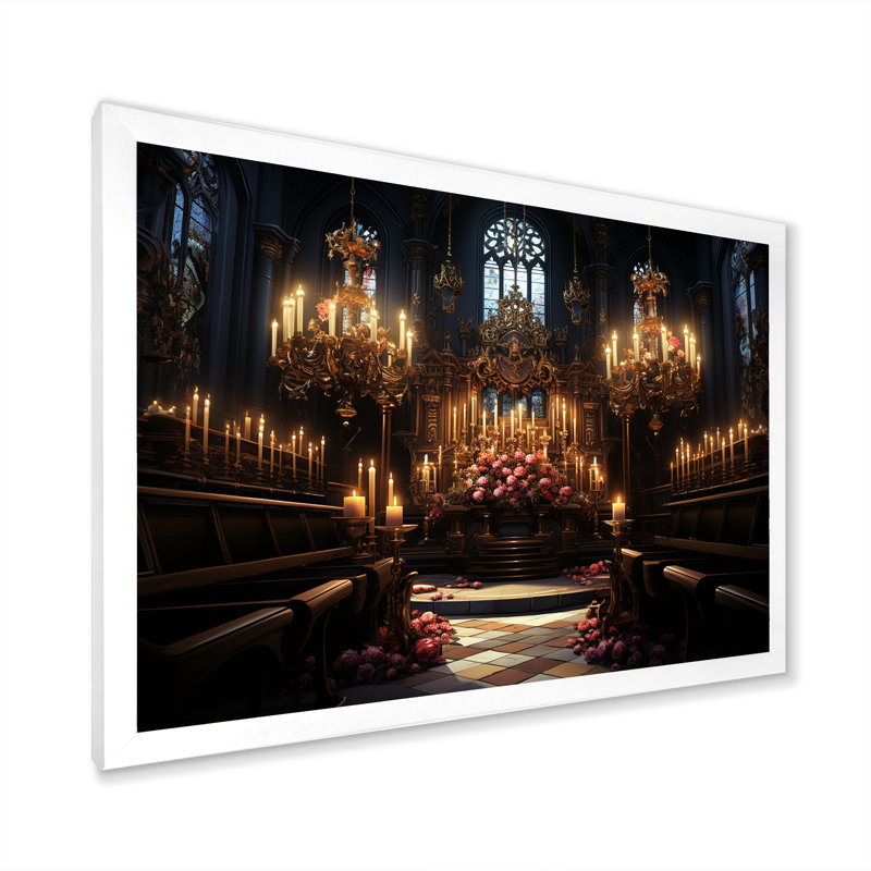 Basilique baroque - Église, art mural, Cadre de coin blanc fermé, H 12 po x l 20 po x P 1 po