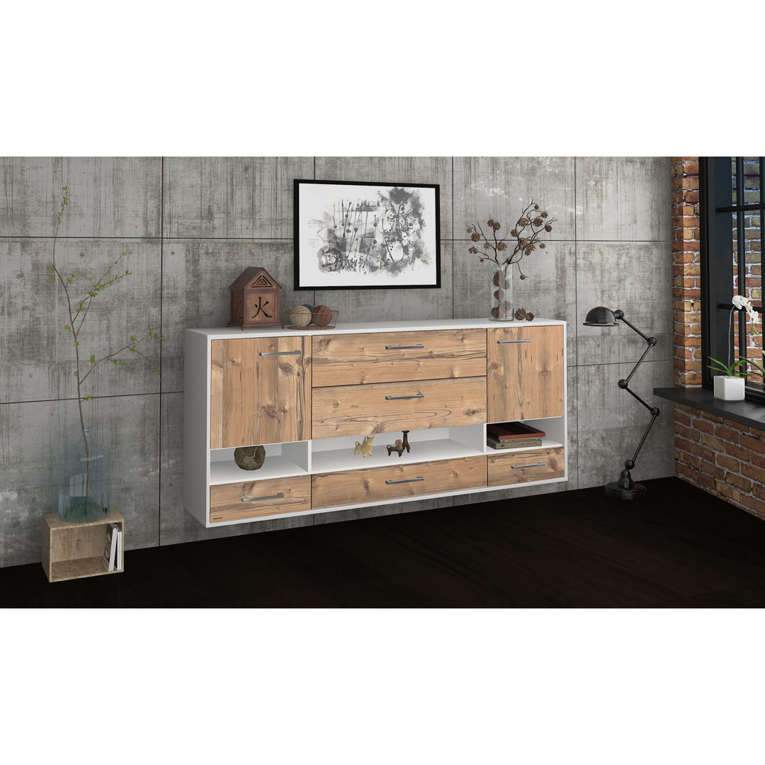 Sideboard Lafayette, Farbe: Orange/Weiß, Fliegend/Metallgriffe, Größe: 180x79x35cm