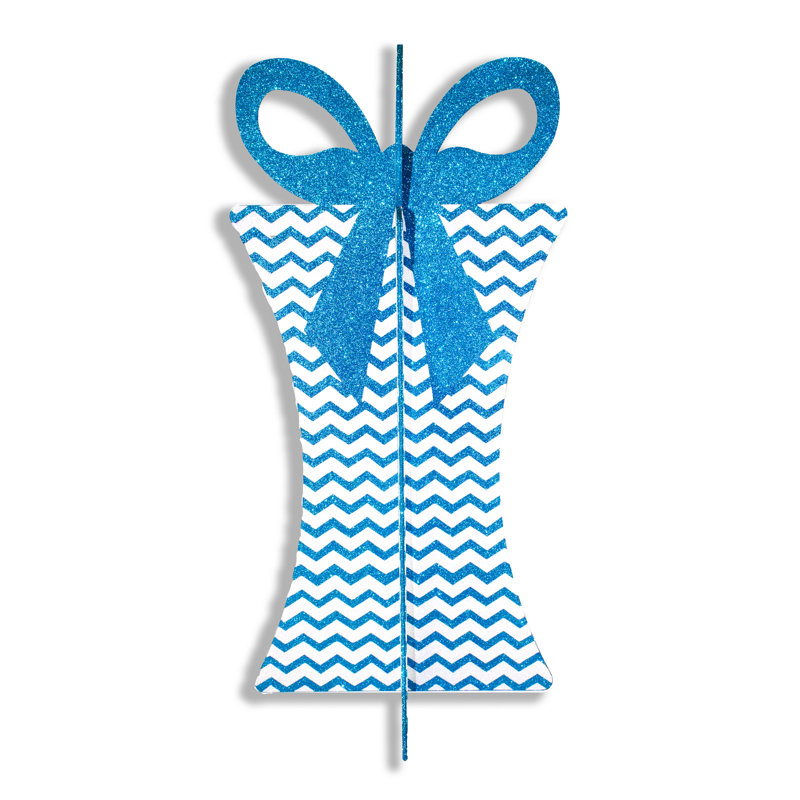 3D Gift Box, Turquoise / blanc