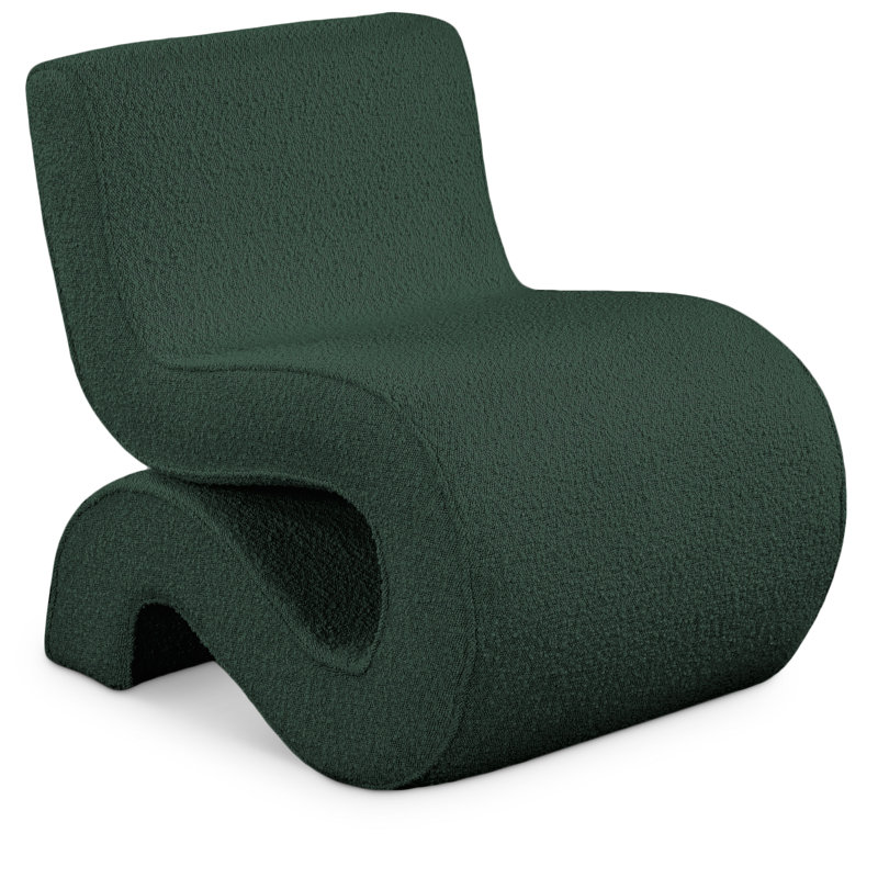 Desiree 22.5" Wide Boucle Fabric Accent Chair, Green Boucle Fabric