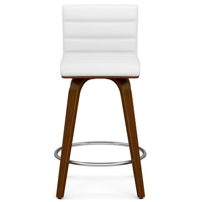 Roland Swivel Upholstered Mid-Century Modern Stool with Padded Seat and Back