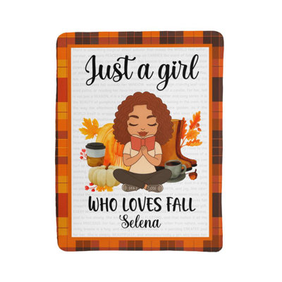 Couverture avec nom personnalisée Just a Girl Who Loves Fall