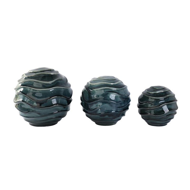Assorted Ceramic Globe Tabletop Accents "Florence" (Set of 3), Blue
