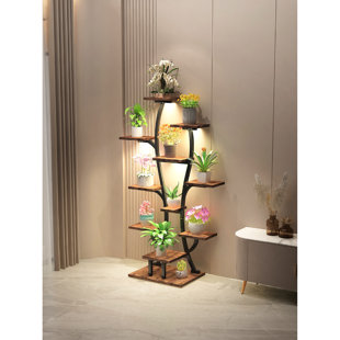 Support pour plante en métal en forme de vase avec plusieurs lumières de croissance, idéal pour le jardinage intérieur, look élégant en forme d'arbre, installation facile en forme de fleur à DEL réglable, multifonctionnel et livre