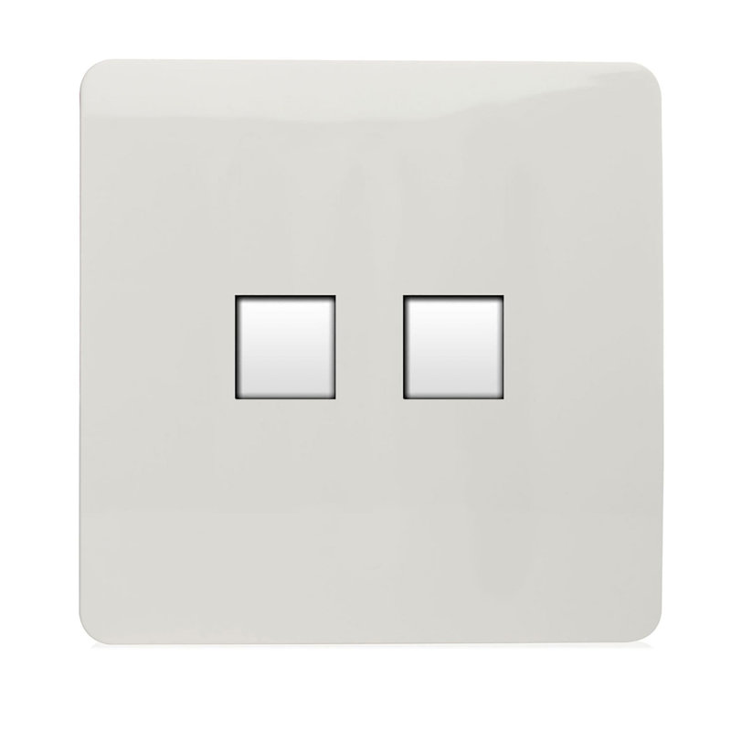 Amdanda Trendi Switch 2 Gang RJ45 Cat 5e PC Ethernet Socket, Gloss White