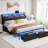 Ivy Bronx Bed Frames With Dustproof Storage Drawer, Ergonomic Hidden Storage Headboard With Charging Station, Upholstered Led Platform Bed, No Box Spring Needed, Easy Assembly-187485670