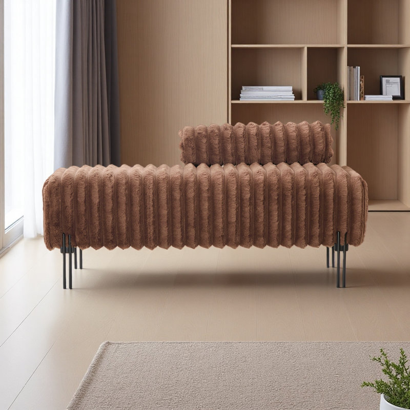 49.6" Wide Upholstered Bench with Adjustable Back, Brown