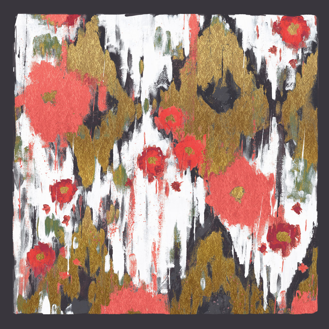 Ikat Drippy Flowers - Wrapped Canvas Painting