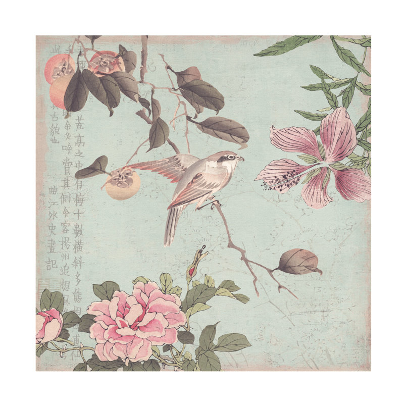 «Chinoiserie No3 sur toile» par Andrea Haase, reproduction, H 35 po x l 35 po x P 2 po