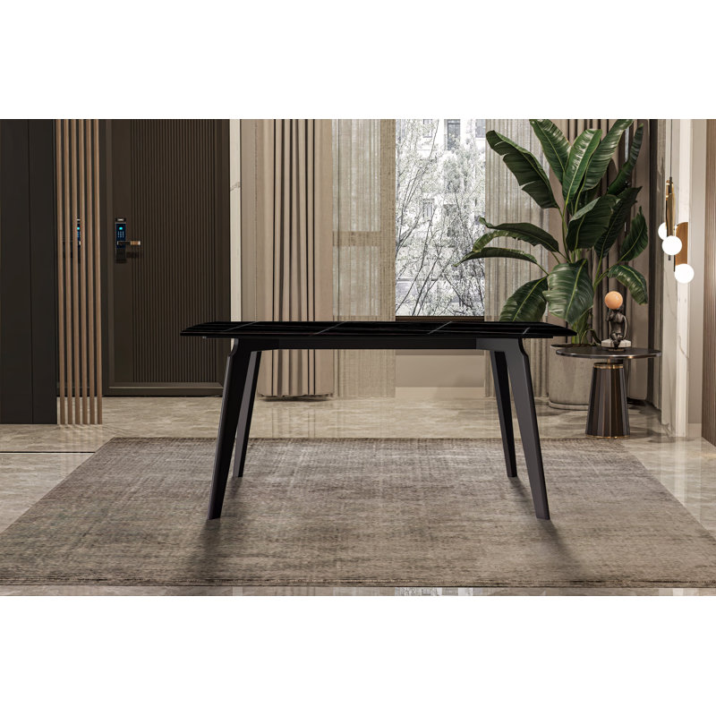 Table de salle à manger Costin, Noir / or, L 31,5 po x L 55,11 po