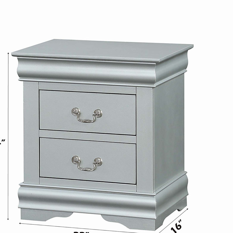 Louis Philippe III Platinum Finish Nightstand