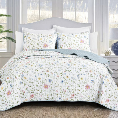 Ensemble de couvre-lit bleu Daisy Meadow
