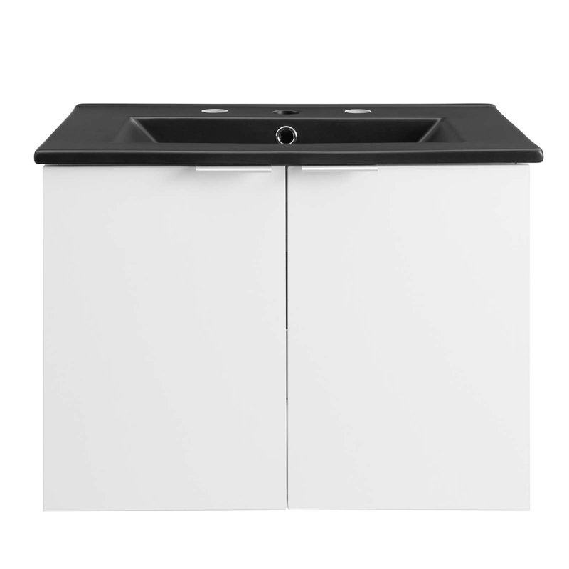 Maybelle 24" Wall-Mount Bathroom Vanity, Black