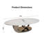 Table basse contemporaine ovale en faux marbre avec base sculpturale en acier inoxydable - Pièce maîtresse de luxe industriel-1465559432