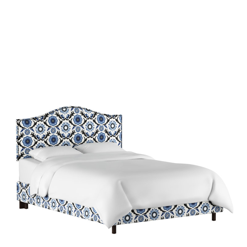 Perras Upholstered Unfinished Bed, Full, Shaana Indigo