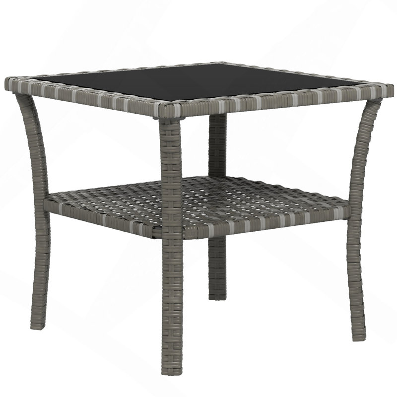 Rattan Side Table, Gray