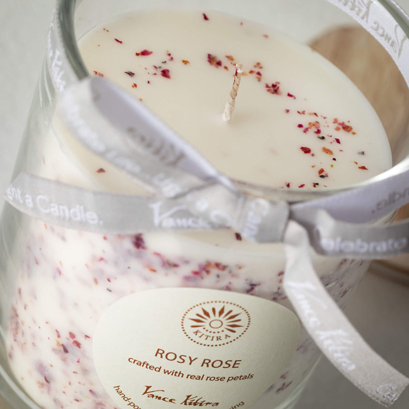 Rosy Rose Scented Soy Wax 5.25" Jar Candle with Wood Lid