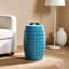 Table d'appoint cylindrique en métal bleu vif, table de bout industrielle intérieure / extérieure de 12 po de largeur avec découpe en treillis-834916144
