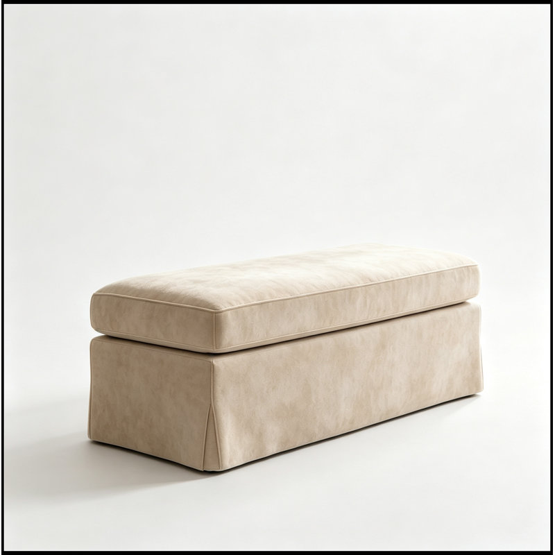 Banc rembourré en chenille avec rangement rabattable, Blé