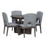 Ensemble de table de salle à manger extensible ronde moderne de 5 pièces avec rallonge amovible de 16,2 pouces pour petits espaces Topmax, espresso et gris-558890094-558890092