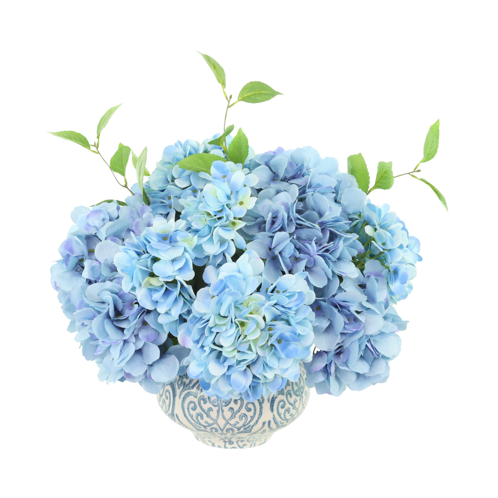 Keenum Hydrangea Floral Arrangement in Vase, Blue