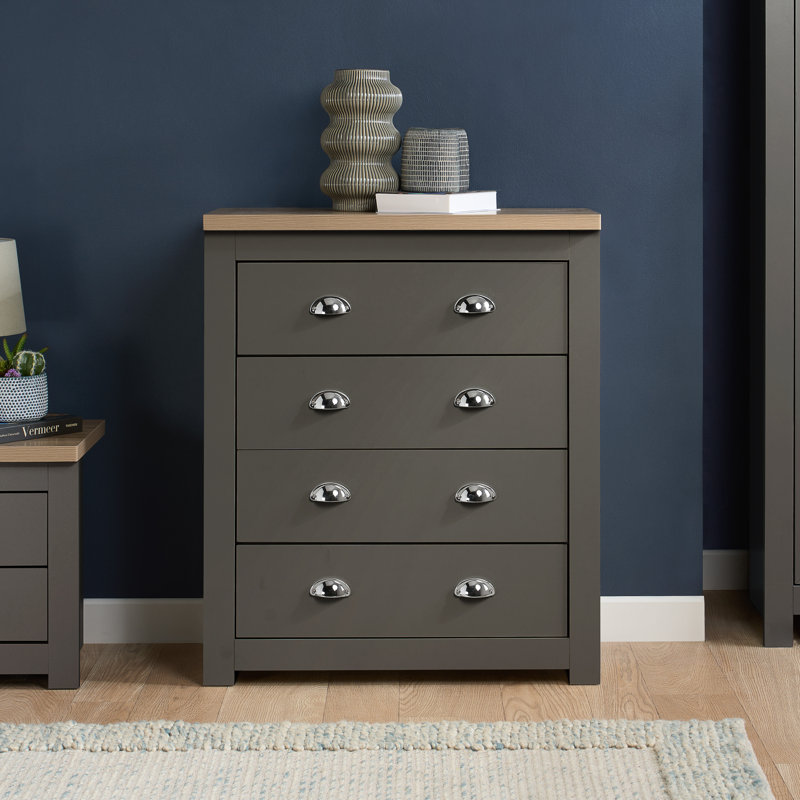 Highgate 4 Drawer Chest, Dark Grey/Oak