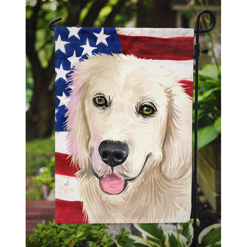 Double Sided 15'' H x 11'' W Polyester Independence Day Garden Flag, Golden Retriever
