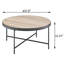 Table basse en chêne gris patiné et noir patiné, finition industrielle avec table croisée en X, forme ronde, garniture en métal