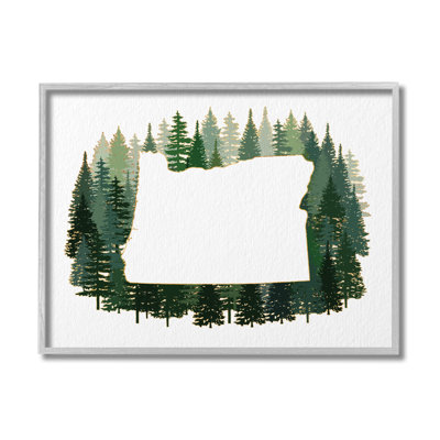 " Oregon State Outline Green Pine Tree Forest "