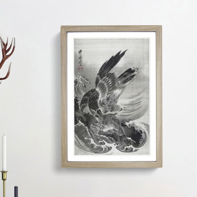Eagle Attacking Fish by Kawanabe Kyosai - Picture Frame Painting Print