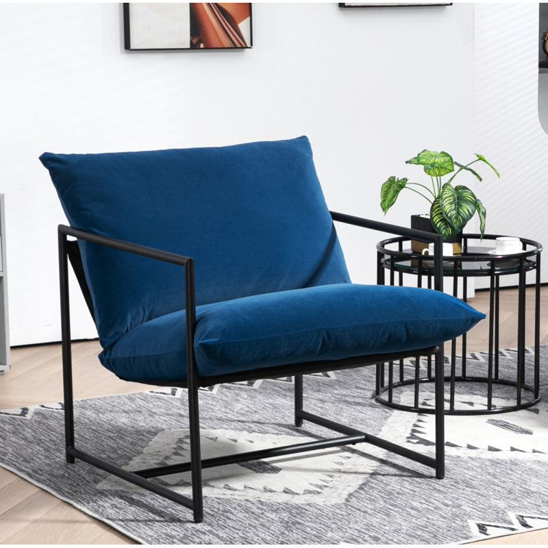 Fauteuil large en velours 32,6 po Daut, Velours beige