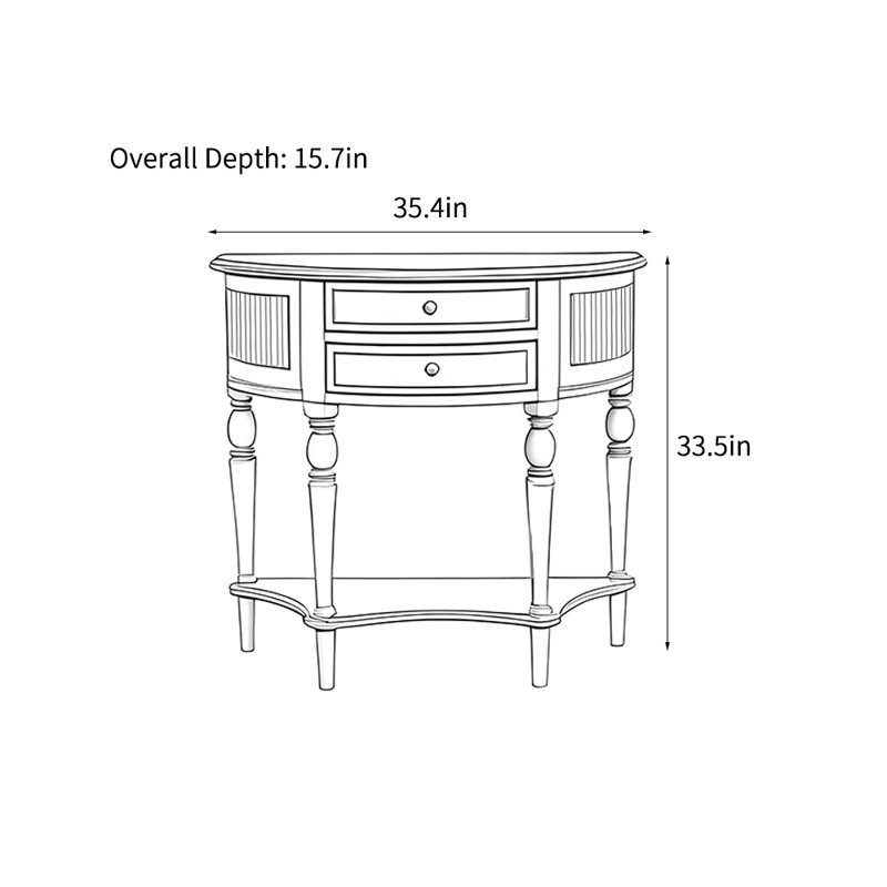 Console américaine de style américain, Crème / Havane, H 33,5 po x l 35,4 po x P 15,7 po