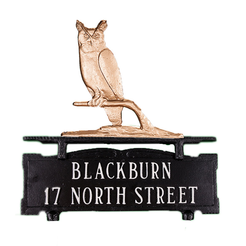 2-Line Mailbox Sign, Yes, Gold Bronze