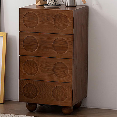 Modern Nut-Brown Solid Wood Accent Cabinet