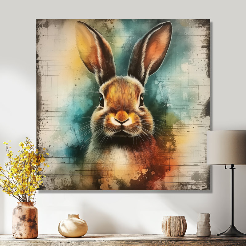 «Quick Rabbit Quick Th pensing» - animaux, impression murale en métal, H 29 po x l 29 po