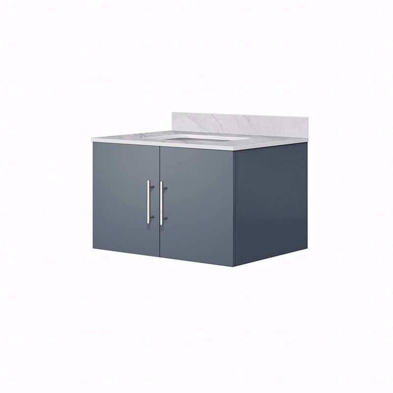 Meuble-lavabo simple 30 po de largeur x 22 po de profondeur, comptoir en marbre de Carrare, 30", Gris