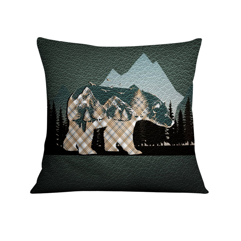 Coussin décoratif avec insert, H 20 po x l 20 po, Brun / carreaux verts 3