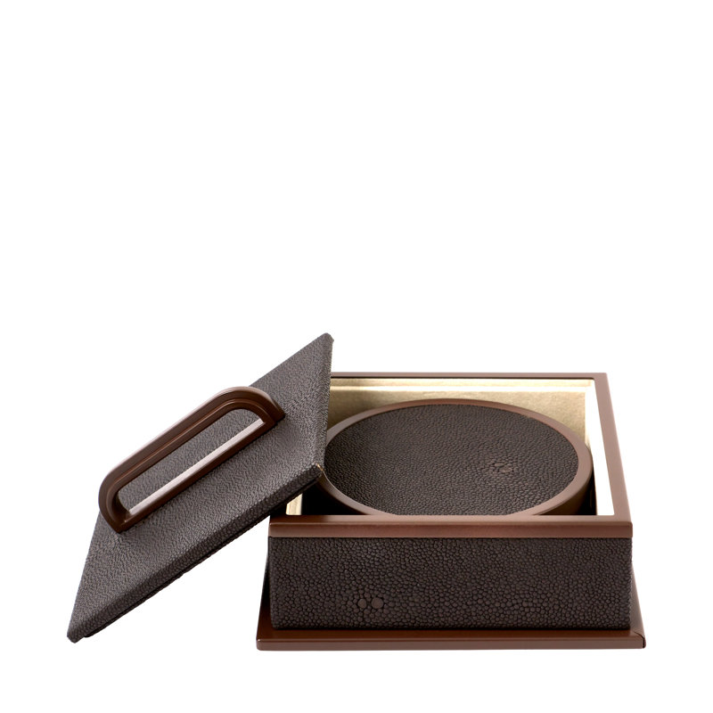 Ensemble de sous-verres ronds 4 pièces, Brun