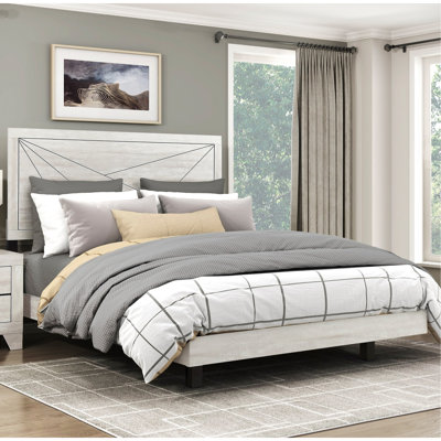 Lit à panneau contemporain avec finition chêne gris poussiéreux, idéal pour la chambre à coucher
