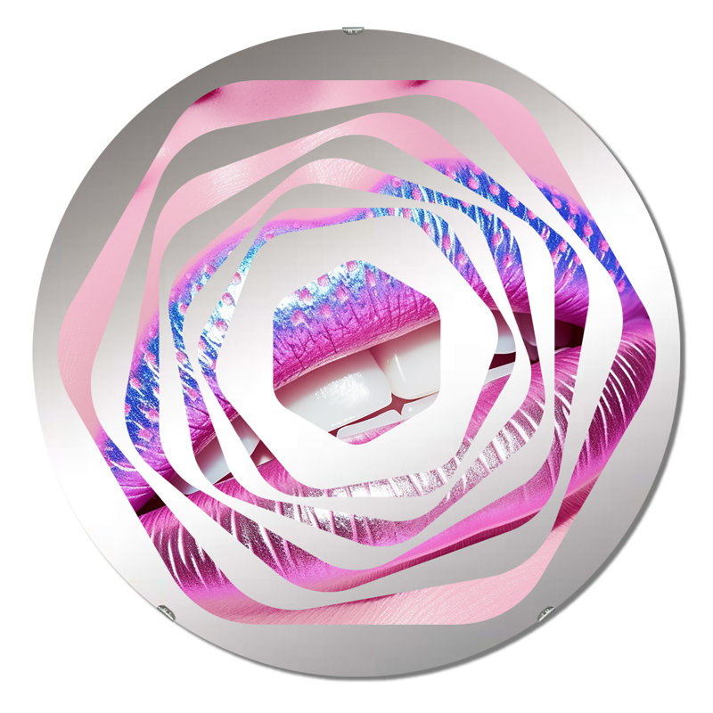 Pink Glam Sugar Kisses Radiant Lips I - Amorphe Decorative Mirror, 23.6" x 23.6"