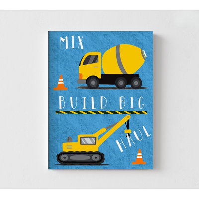 «Build Big», impression d'art mural encadré, affiche de véhicule de construction, camion jaune, reproduction d'art encadrée